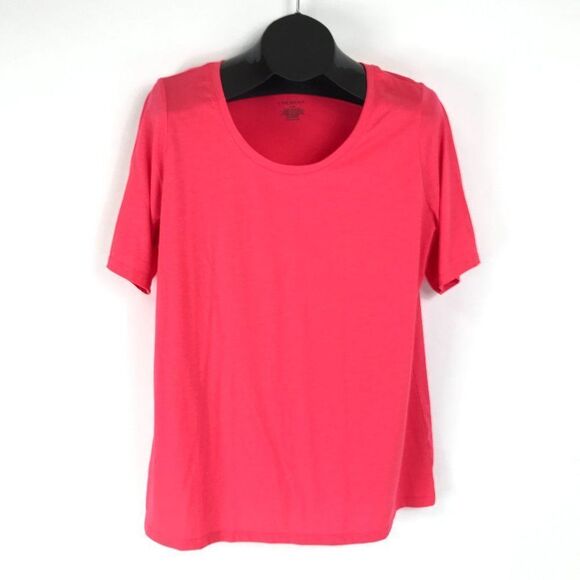 Lane Bryant Scoop Neck Knit Tee Women's Plus 14/16 Pink Short Sleeve Stretch - Picture 1 of 8